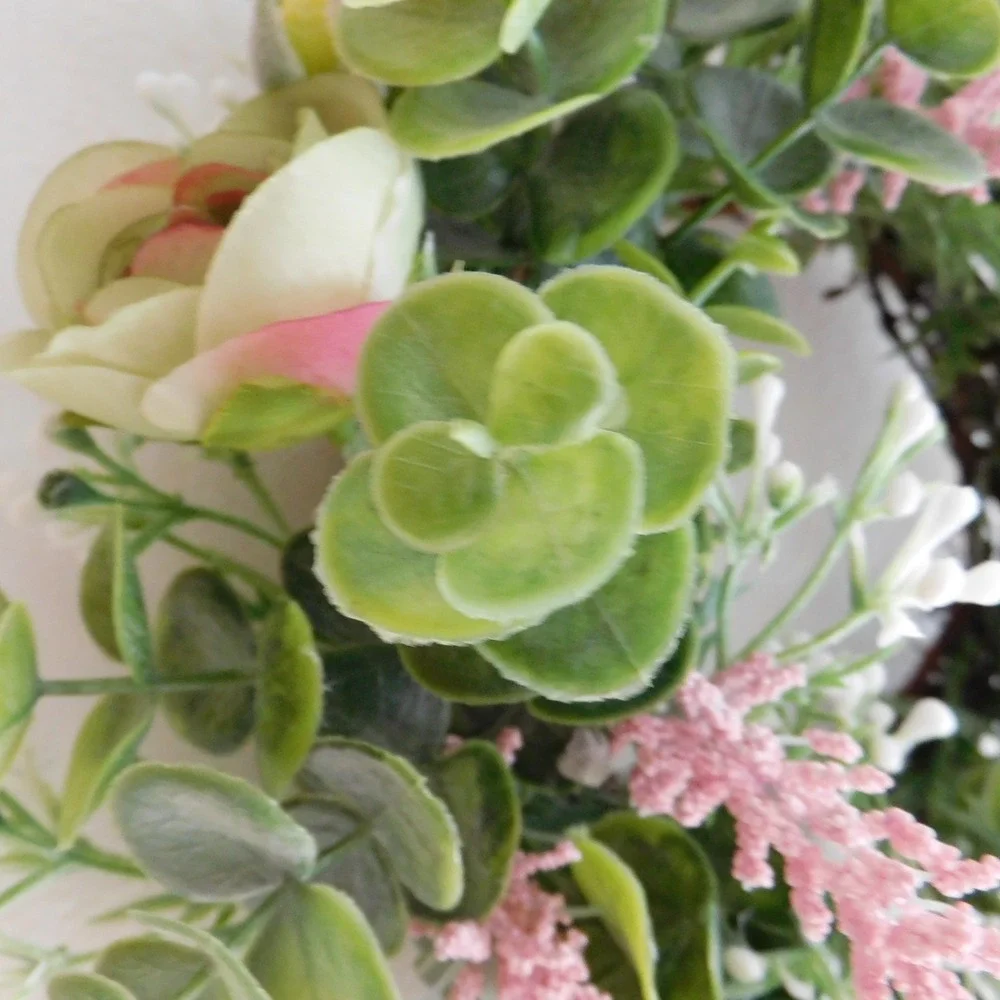 Dusty Miller Mini Wreath, Eucalyptus,‎ Yellow Flowers, Candle Ring